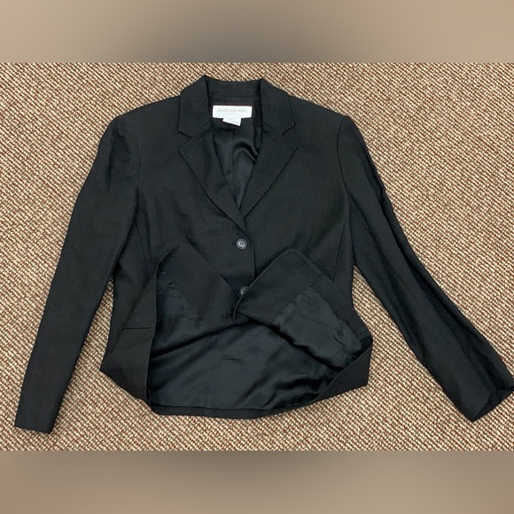 Women’s 10 Petite Black Linen Blend Jones New York Blazer Coat Jacket - Picture 3 of 12